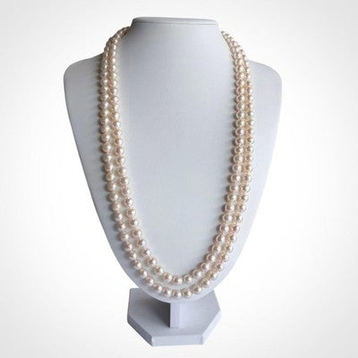 AKOYA PEARL NECKLACE GENUINE 8MM LARGE BEADS 130CM W/BOX FROM JAPAN