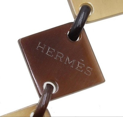 HERMES DIVA BUFFALO HORN LONG NECKLACE BROWN APPROX 78CM