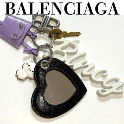 BALENCIAGA Le City Heart Charm Keyring Lilac/Black Used From Japan