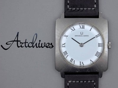 UNIVERSAL GENEVE 842106 HAND WINDING WATCH WHITE DIAL STAINLESS STEEL RUNNING