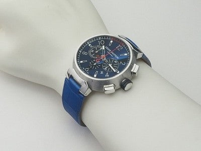 LOUIS VUITTON TAMBOUR CHRONOGRAPH Q102V STAINLESS STEEL BLUE/BLACK WATCH USED