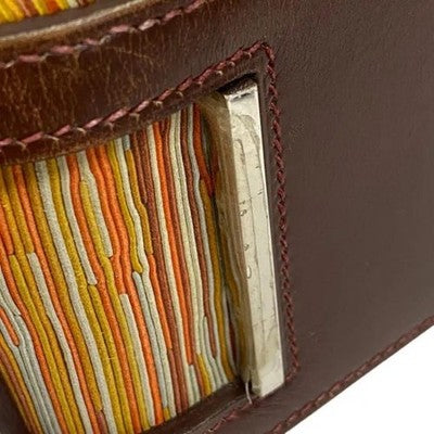 HERMÈS VIBRATO ESCAPADE LEATHER STRIPE ZIPPER HANDBAG ORANGE BEIGE TOTE