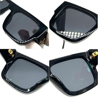 LOUIS VUITTON LV CRUSH SQUARE SUNGLASSES Z2125E BLACK LOGO AUTHENTIC
