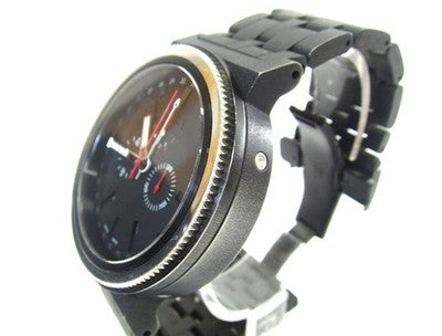 NIXON A153-001 TRADER QUARTZ WATCH 45MM BLACK DIAL - SCRATCHES ON BEZEL, DIRT
