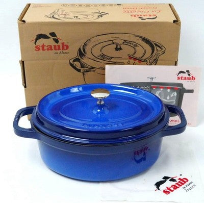 STAUB PICO COCOTTE OVAL 27CM ROYAL BLUE CAST IRON DUTCH OVEN VINTAGE JAPAN