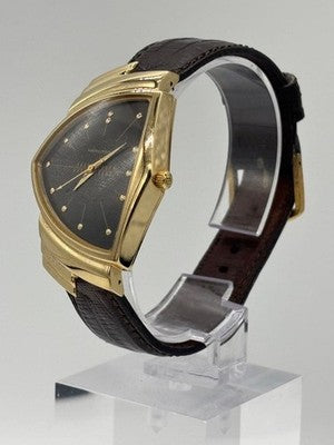 HAMILTON VENTURA 6250 QUARTZ BLACK DIAL GENUINE BAND LEATHER MEN'S WATCH
