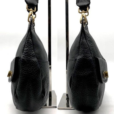 MIU MIU BLACK LEATHER SHOULDER BAG TURN LOCK GOLD HARDWARE NERO WITH CARD