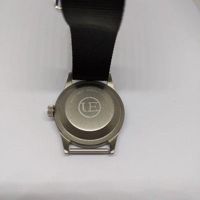 BENRUS U.E. NAVY AUTOMATIC WATCH BLACK NYLON STRAP DATE FUNCTION AS IS