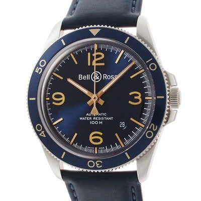 BELL & ROSS BRV2-92 AERONAVALE  BLUE DIAL LEATHER STRAP 41MM AUTOMATIC WATCH