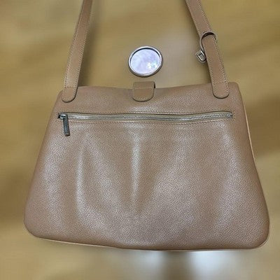 DELVAUX BEIGE SHOULDER BAG LEATHER WITH MIRROR - STRAP LENGTH: APPROX. 124CM