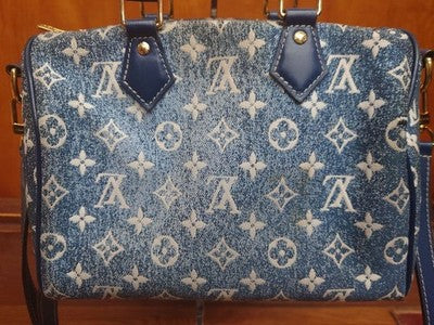 LOUIS VUITTON M59609 SPEEDY BANDOULIERE 25 MONOGRAM DENIM SHOULDER BAG BLUE