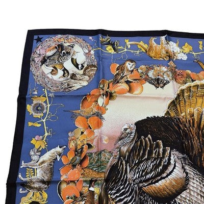 HERMES CARRE 90 SILK SCARF TEXAS WILDLIFE BOTANICAL RARE FRANCE AUTHENTIC SHAWL