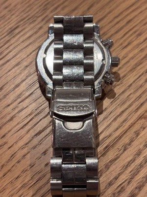 SEIKO SNA411P1 PILOT ALARM CHRONOGRAPH 200M STAINLESS STEEL QUARTZ WATCH