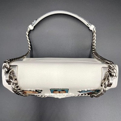 PRADA PRADA ROBOT CHAIN SHOULDER BAG WHITE RARE EXCELLENT+++++