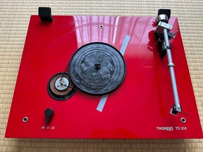 THORENS TD206 TURNTABLE ANALOG RECORD PLAYER WITH BOX TESTED FROM JAPAN