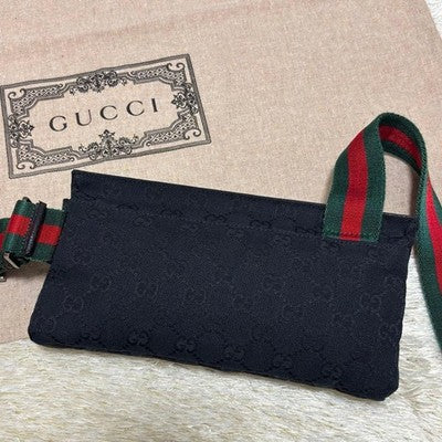GUCCI GG CANVAS SHERRY LINE BLACK CROSSBODY BAG AUTHENTIC NEAR MINT