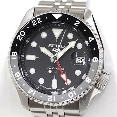 Seiko 5 Sports GMT SBSC001 4R34-00A0 Automatic Watch Black Dial Used from Japan