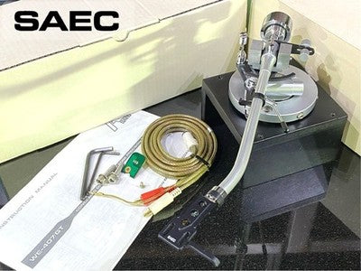 SAEC WE-407/GT TONE ARM WITH ORIGINAL SHELL, SAEC CABLE, AND ORIGINAL BOX