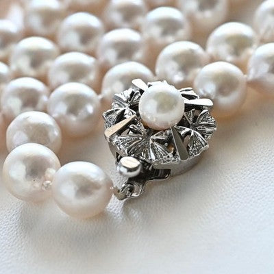 AKOYA PEARL NECKLACE GENUINE 8MM LARGE BEADS 130CM W/BOX FROM JAPAN