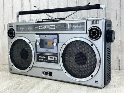 SHARP GF-303ST RADIO CASSETTE BOOMBOX RETRO SHOWA ERA W/ ORIGINAL COVER TESTED