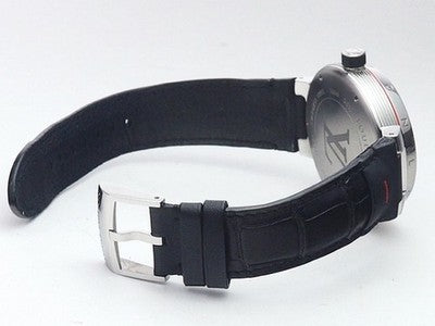 LOUIS VUITTON TAMBOR GRAPHITE GMT Q1D30 SS GRAY MEN'S AUTOMATIC WRISTWATCH USED