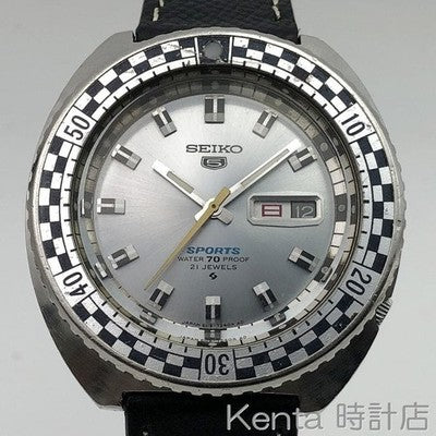 SEIKO 5 SPORTS 6119-7170 VINTAGE 1969 AUTOMATIC WATCH CHECKER BEZEL JAPAN