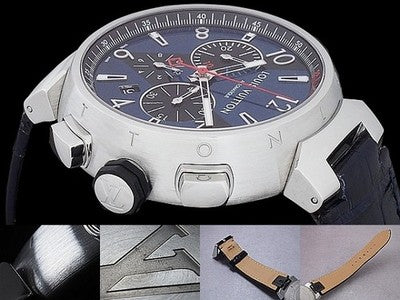 LOUIS VUITTON TAMBOUR CHRONOGRAPH Q102V BLUE/BLACK 44MM AUTOMATIC WRISTWATCH