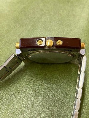 SEIKO ALBA V657-6090 CHRONOGRAPH QUARTZ WATCH BROWN DIAL GIUGIARO JAPAN VINTAGE