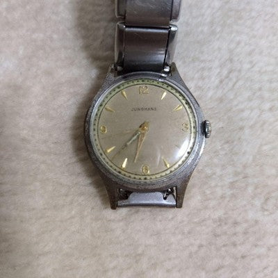 JUNGHANS HAND-WOUND MEN'S WRISTWATCH SILVER ROUND FACE STAINLESS STEEL GERMANY