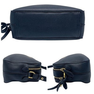 PRADA VITELLO DINO LEATHER SHOULDER NAVY GOLD HARDWARE