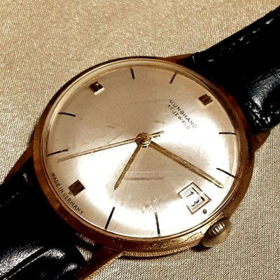 JUNGHANS VINTAGE DATE 17 JEWELS GOLD HAND-WOUND MEN'S WATCH GERMAN MADE