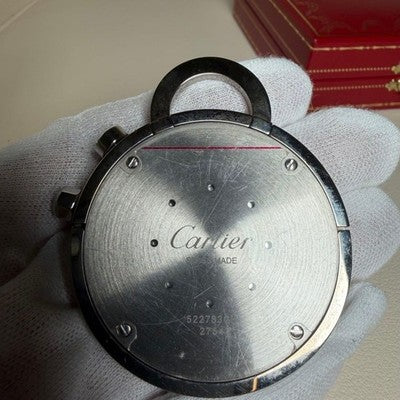 CARTIER TRAVEL CLOCK ALARM QUARTZ BLACK DIAL DESK CLOCK W/BOX WARRANTY 2006