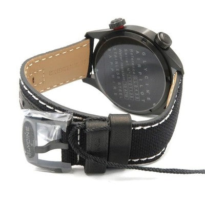 GLYCINE GL0439 AIR PILOT GMT 44MM BLACK MILITARY QUARTZ WATCH UNUSED W/ BOX MINT