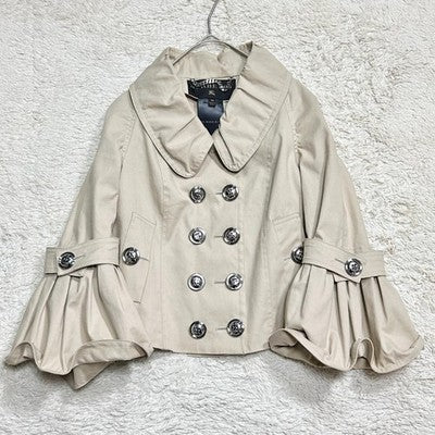 BURBERRY CROPPED TRENCH COAT BEIGE SILVER BUTTONS IT36 SIZE S FROM JAPAN VINTAGE