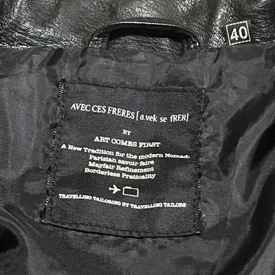 ART COMES FIRST LEATHER RIDER JACKET EARLY-ERA PUNK HAND-PAINTED BLACK SIZE 40