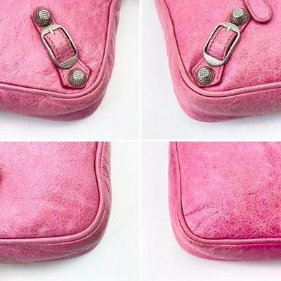 BALENCIAGA GIANT HIP SHOULDER BAG PINK LEATHER MIRROR AUTHENTIC