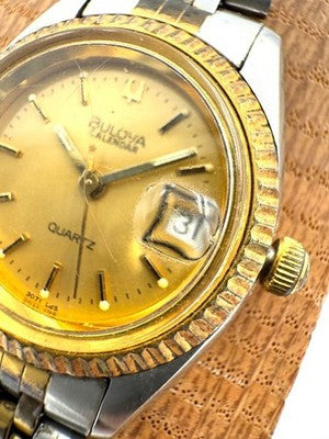 BULOVA QUARTZ WATCH A3899 USED FROM JAPAN CONFIRMED WORKING