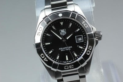 TAG HEUER AQUARACER WAY1410 BLACK DIAL STAINLESS STEEL QUARTZ LADIES WATCH USED
