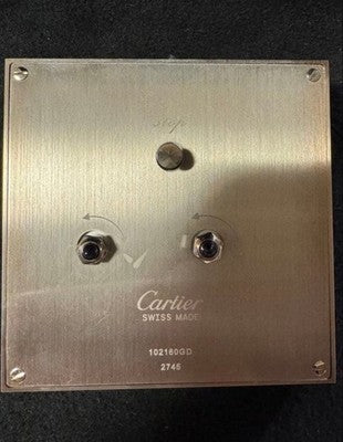 CARTIER TRAVEL CLOCK QUARTZ SQUARE BLACK DIAL DESK TABLE CLOCK W/BOX