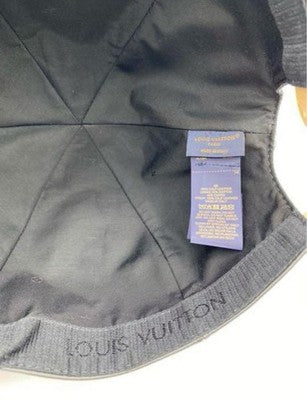LOUIS VUITTON M76581 CASQUETTE MONOGRAM SHADOW LEATHER CAP SIZE 60 BLACK