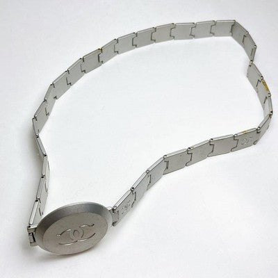 CHANEL COCO MARK CHAIN BELT SILVER TONE LOGO BUCKLE 99A VINTAGE MADE IN FRANCE