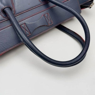 CELINE LUGGAGE MICRO SHOPPER TOTE BICOLOR LEATHER NAVY RED HANDBAG