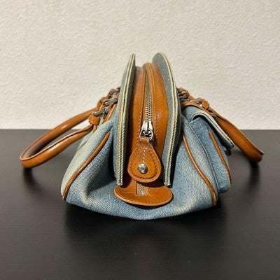 CHRISTIAN DIOR BY GALLIANO DENIM HAND BAG BLUE CD LOGO AUTHENTIC JAPAN