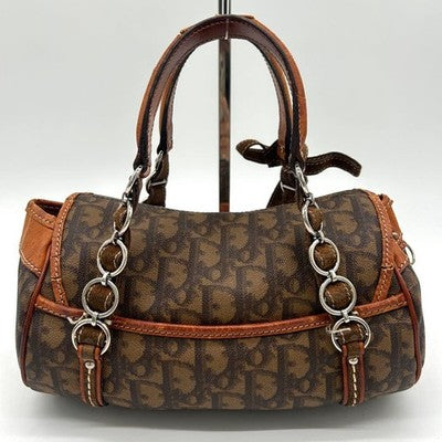 CHRISTIAN DIOR ROMANTIC TROTTER HANDBAG PVC BROWN HEART PADLOCK (NO KEY)