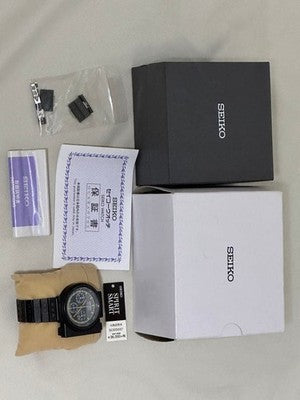SEIKO SCED037 7T12-0BM0 QUARTZ CHRONOGRAPH BLACK DIAL WATCH BOX PAPERS LINKS