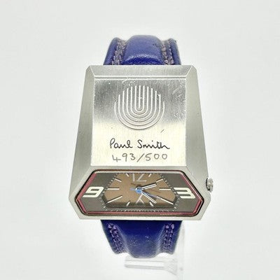 PAUL SMITH CHRONOGRAPH 5930-H16293 QUARTZ PURPLE SILVER DIAL MEN'S LEATHER WATCH