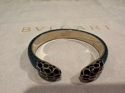 BVLGARI SERPENTI FOREVER BANGLE METALLIC KARUNG LEATHER BRACELET BOX GOLD JPN