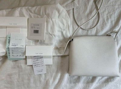 THE ROW MINI TWIN LEATHER SHOULDER BAG WHITE MADE IN ITALY W/TAGS
