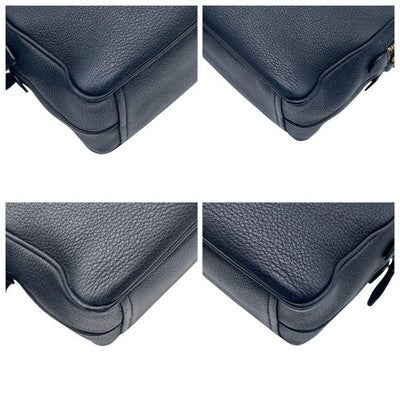PRADA VITELLO DINO LEATHER SHOULDER NAVY GOLD HARDWARE