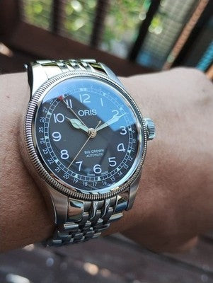 ORIS BIG CROWN POINTER DATE AUTOMATIC WATCH GRAY DIAL BOXED RARE LUXURY
